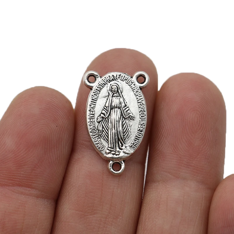 

20pcs Silver Plated Mary Charms Pendants for Jewelry Making Bracelet DIY Accessories 23x15mm