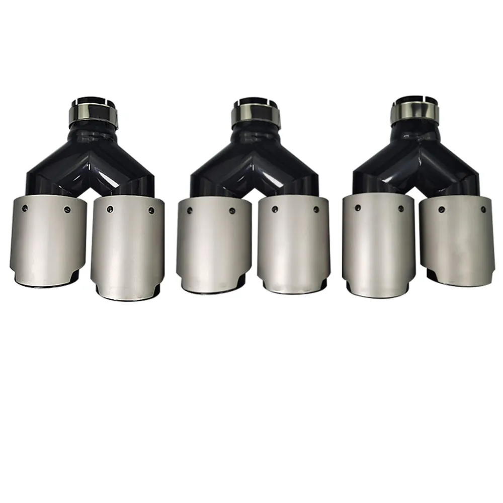 1 шт. двойной глянцевый серебряный наконечник выхлопной трубы Y-образный