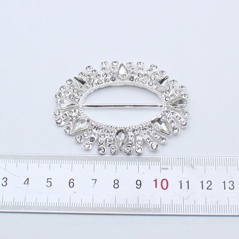 

Metal Oval Rhinestone Alloy Buckle 2 Pcs/Set 63*48MM DIY sewing accessories wedding ribbon decoration dinner rhinestone buckle