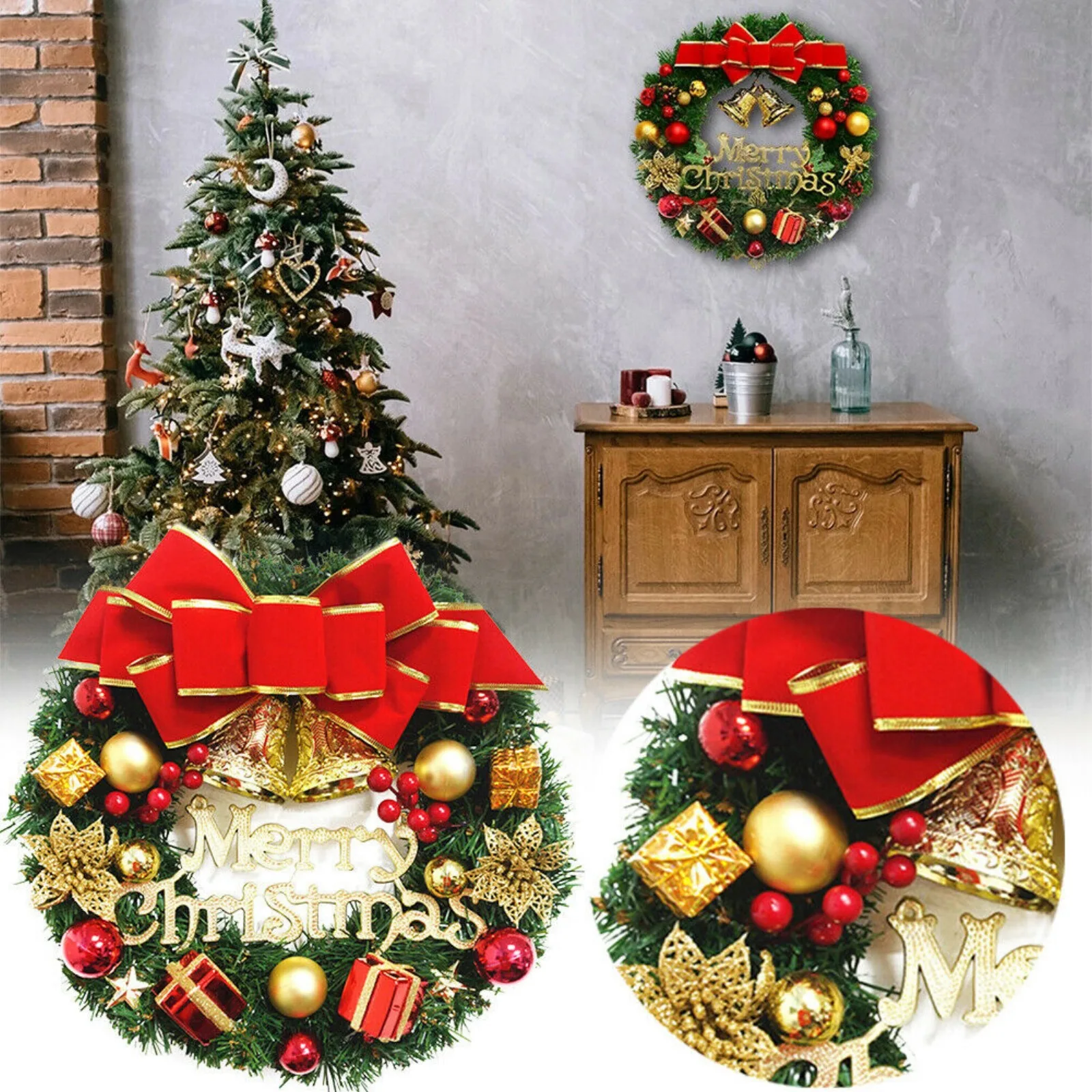 

Рождественская гирлянда, венок, Декор, Настенная подвесная дверь, Санта-Клаус, лось, снеговик, украшения, Рождественский кулон, Декор для дом...