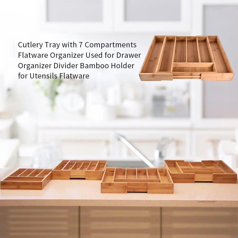 для кухни Выдвижная бамбуковая коробка упаковка столовых приборов кухонная