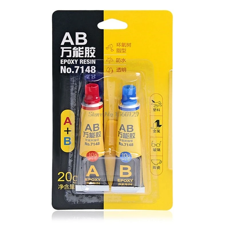 2 шт. 10 г + эпоксидная смола AB клей для пластикового стекла Металл Керамика сильный