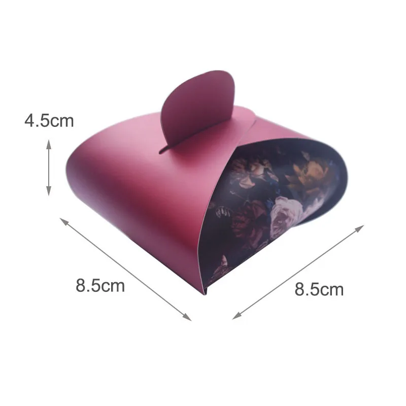 Бумажная Подарочная коробка для конфет цвета Бургунди с ручками упаковка