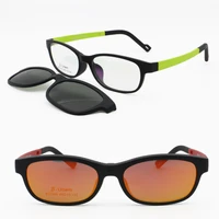 ultem rectangle prescription glasses with megnatic clip on colorful polarized sunglasses lens handy eyewear for kids 1305