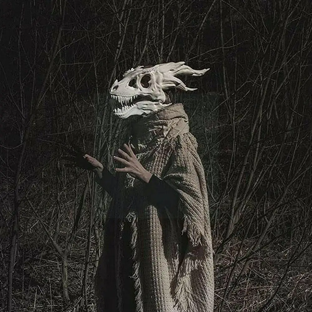 

Halloween Full Face Dinosaur Mask Holiday Party Dressing Realistic Skull Latex Mask Dragon Skeleton Scary Cosplay L2M4