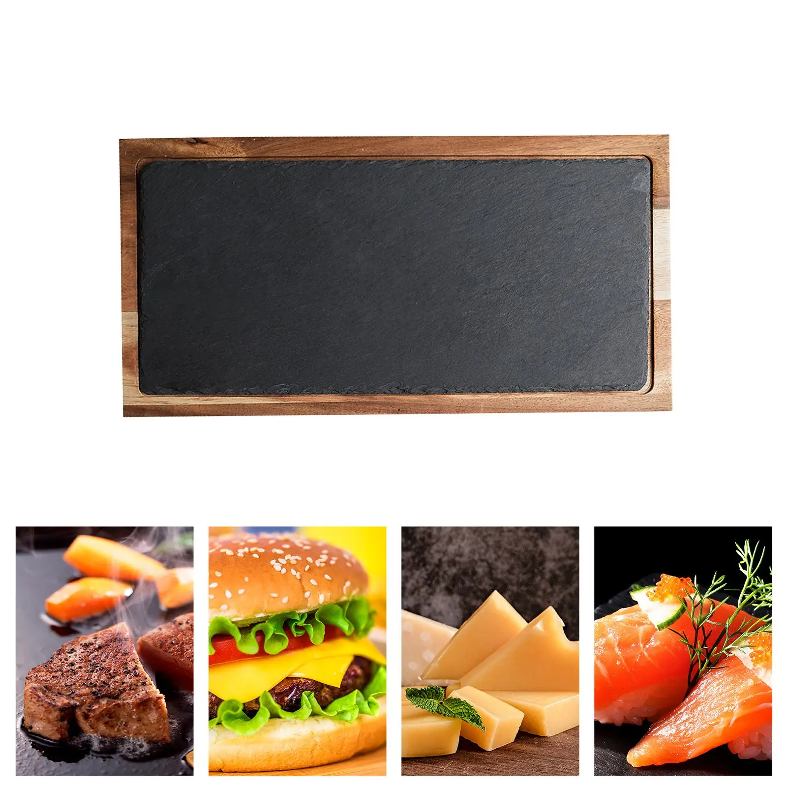 

Steak bread plate with slate acacia wood steak tray multi-purpose with slate delicious party family kitchen restaurant