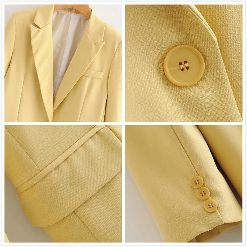 Женский офисный костюм из двух предметов пиджак на одной пуговице и брюки молнии