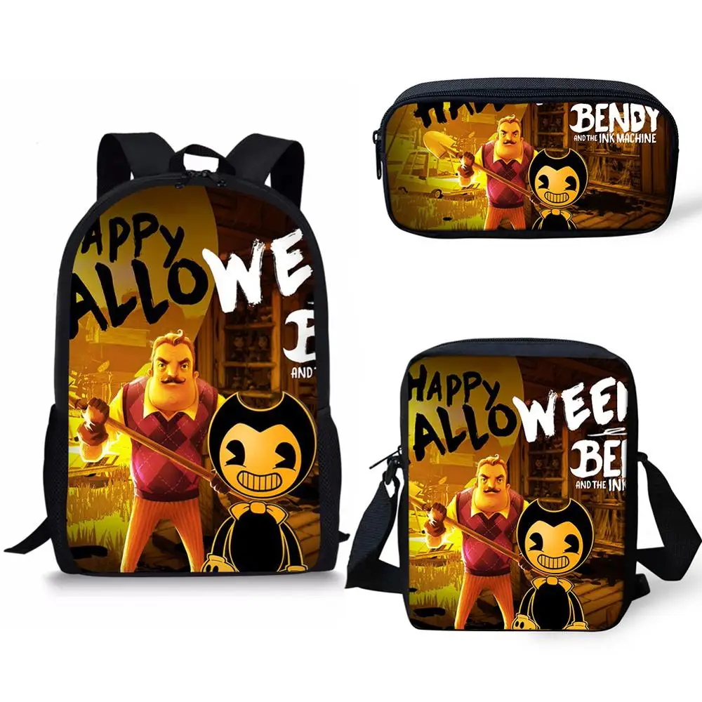 3 шт./компл. Bendy и чернила машина школьные рюкзаки для подростков мальчиков