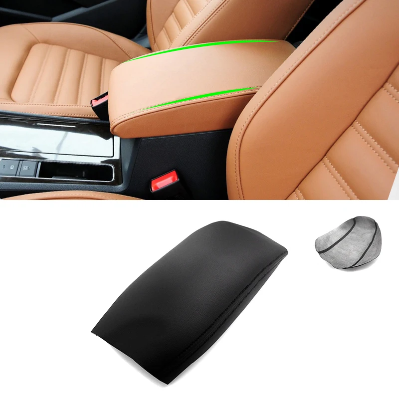 

Soft Leather Armrest Cover For VW Passat 2010 2011 2012 2013 2014 2015 Car Center Control Armrest Box Skin Cover Sticker Trim