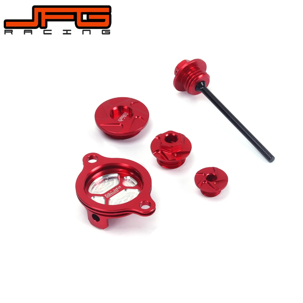 Red Engine Timing Screw Oil Filter Cover Cap Dipstick Bolt For Honda CRF450X 2005-2016 CRF250R 2010-2016