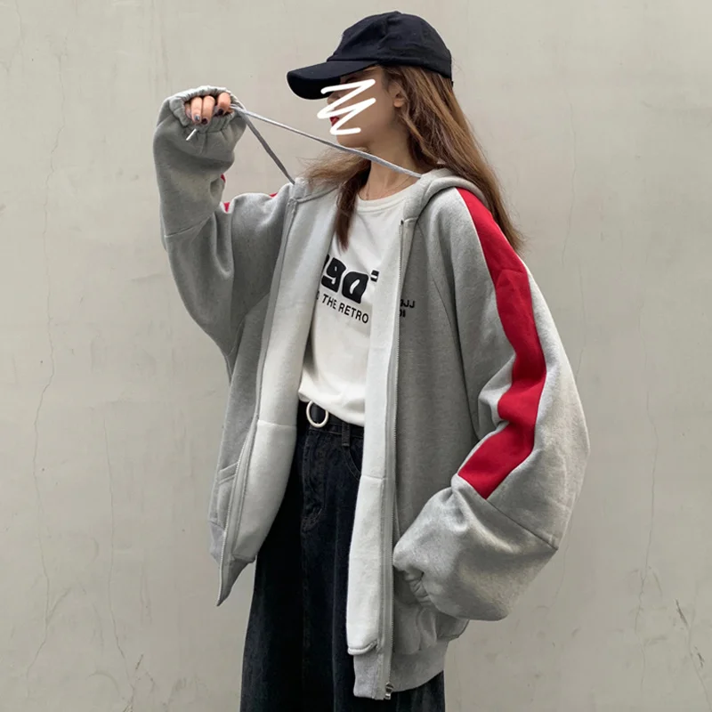 Толстовка женская оверсайз Свободный свитшот в американском стиле хип-хоп