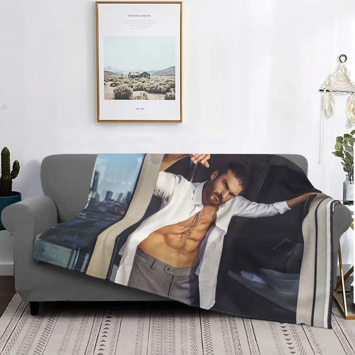 

Can Yaman Sexy Blanket Flannel Spring/Autumn Actor Model Abdominal Muscles Breathable Warm Throw Blanket for Bedding Office