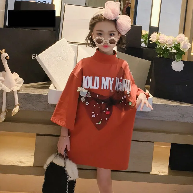 Весенне-летняя футболка для девочек Детская длинная Модные топы детей уличная