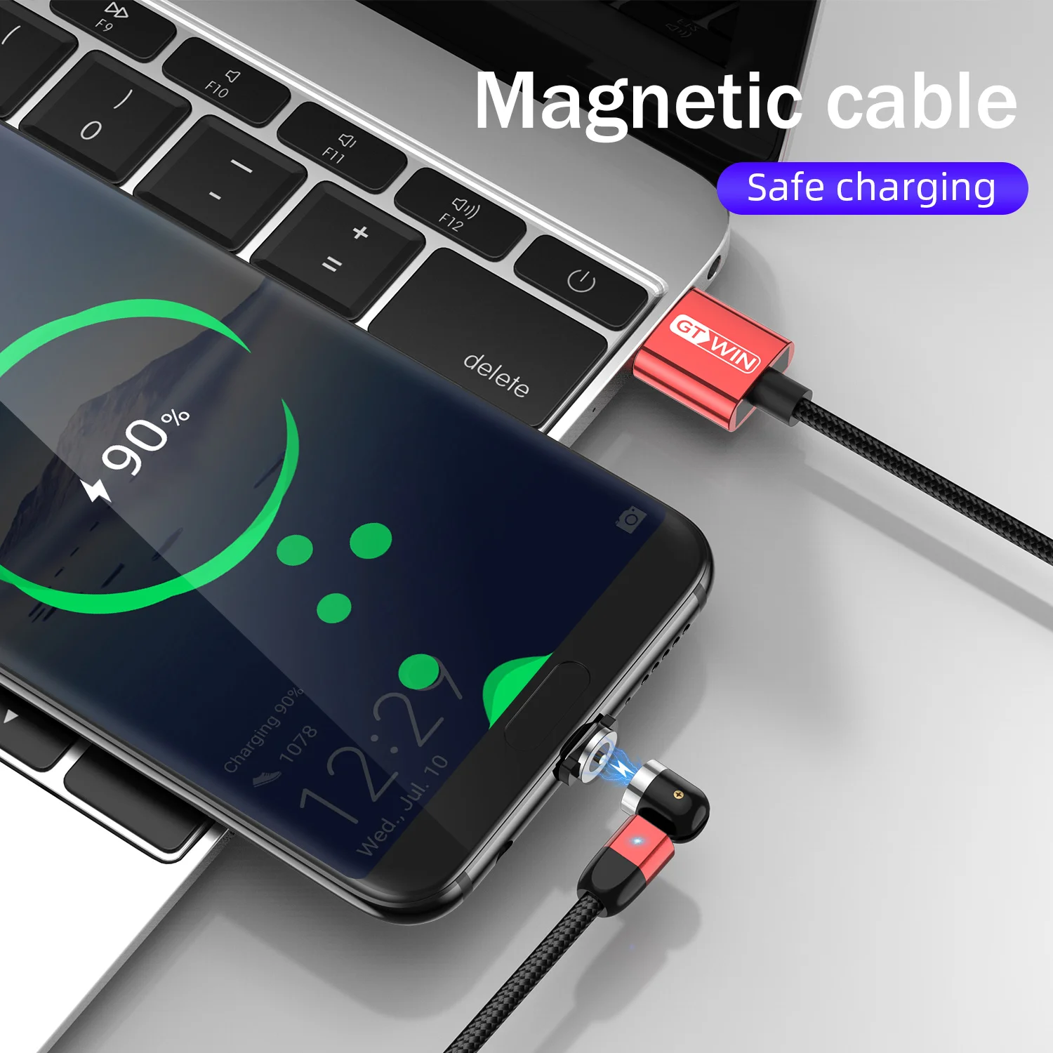 Магнитный USB кабель GTWIN 540 для IPhone 12 Pro Max Xiaomi mi 11 Samsung note 10 телефонный Micro Type C
