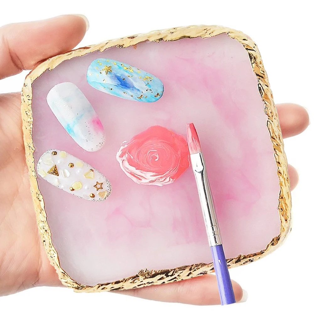 

Resin Stone Color Palette Gel Polish Pallet Mixing Drawing Paint Plate Pad False Nail Tips Display Board Manicure Nail Art Tools