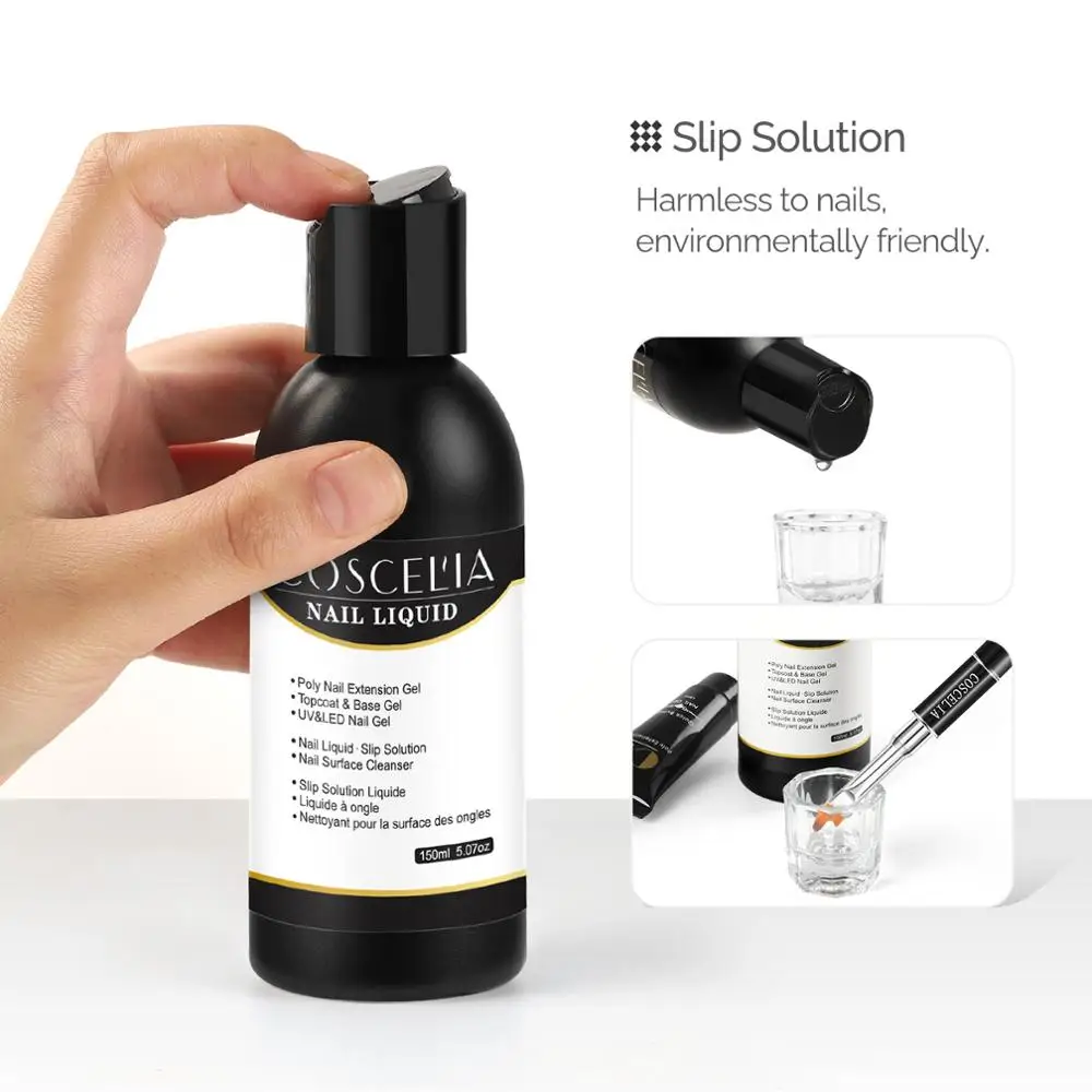 

COSCELIA 150ML Poly Nail Gel Liquid For Soak Off UV LED Gel Permanent Clear Manicure Acrylic Gel Slip Solution