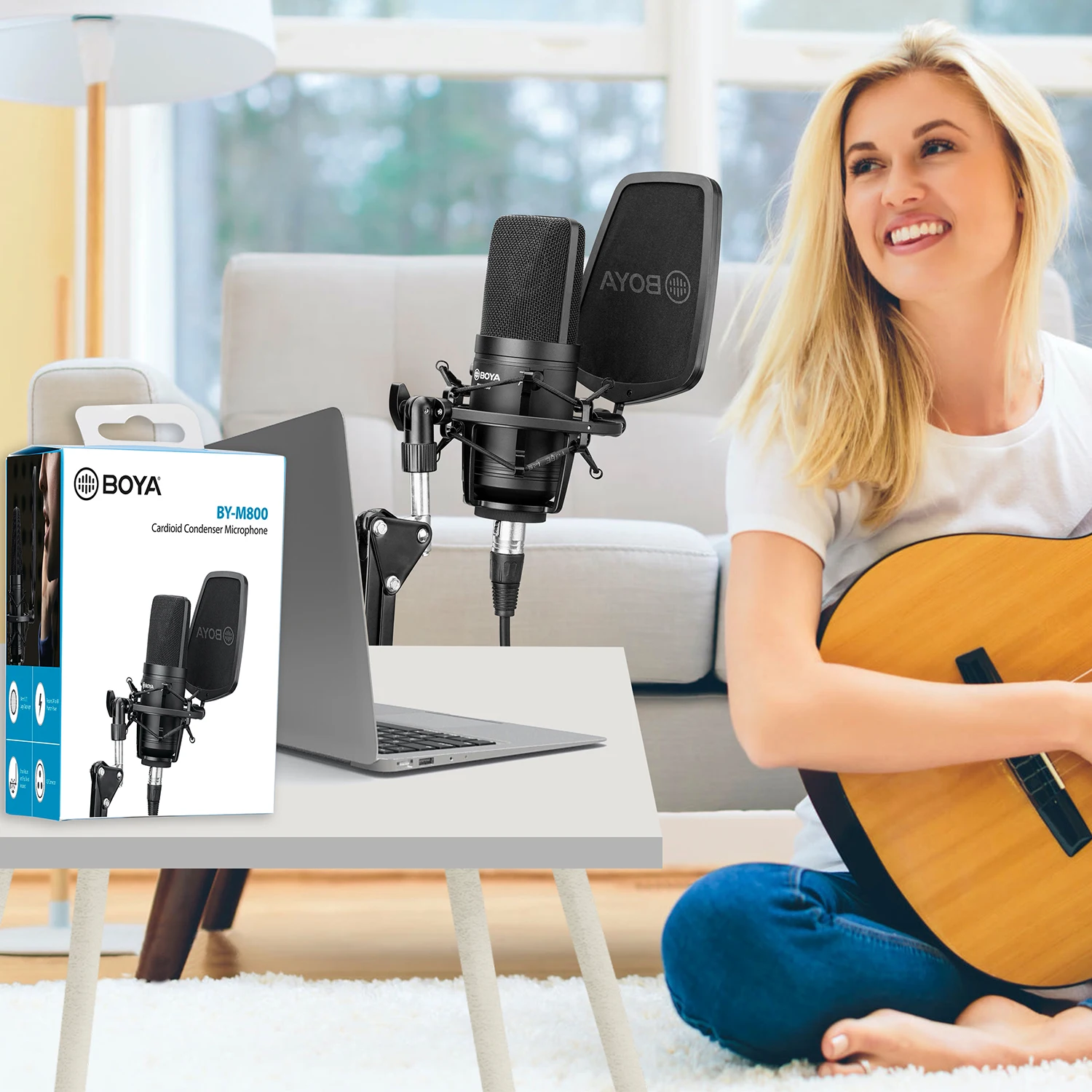 Микрофон BOYA BY-M800 с большой диафрагмой кардиоидный конденсаторный микрофон
