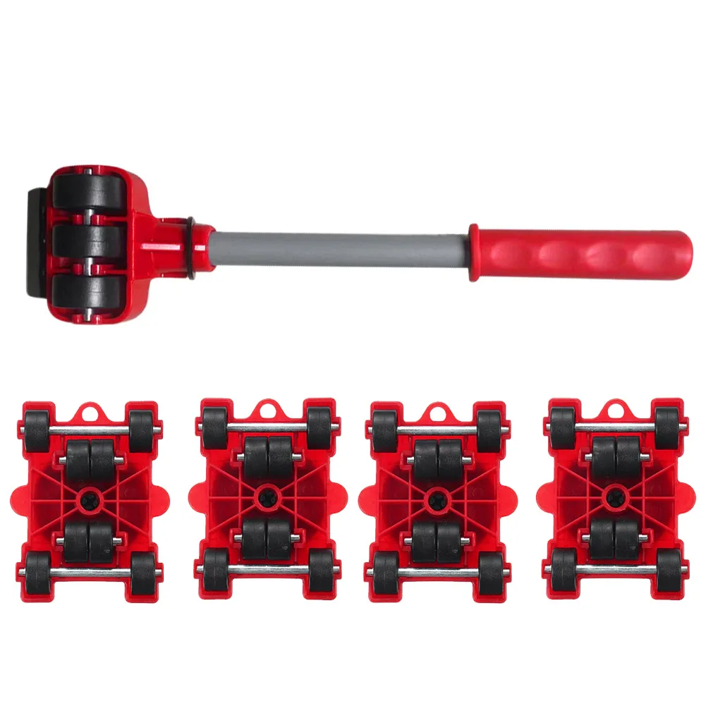 

5pcs Car Shape 360 Degrees Rotation Furniture Lifter Mover Mini Portable Home Roller Transport Tool Heavy Stuffs Professional