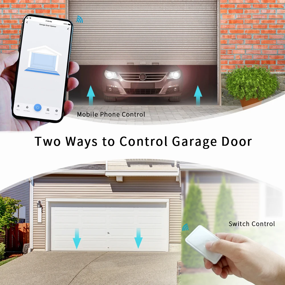 LoraTap WiFi Garage Door Sensor Controller Opener with RF Switch Tuya Smart Life Google Home Alexa Echo App Alert No Hub Needed |