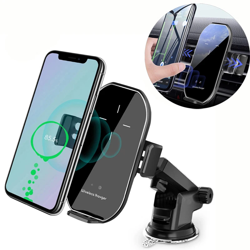 

10W Auto Clamping Wireless Car Charger Qi Infrared Induction Fast Charging Holder Air Vent Mount For iPhone 12 Xiaomi Huawei P40