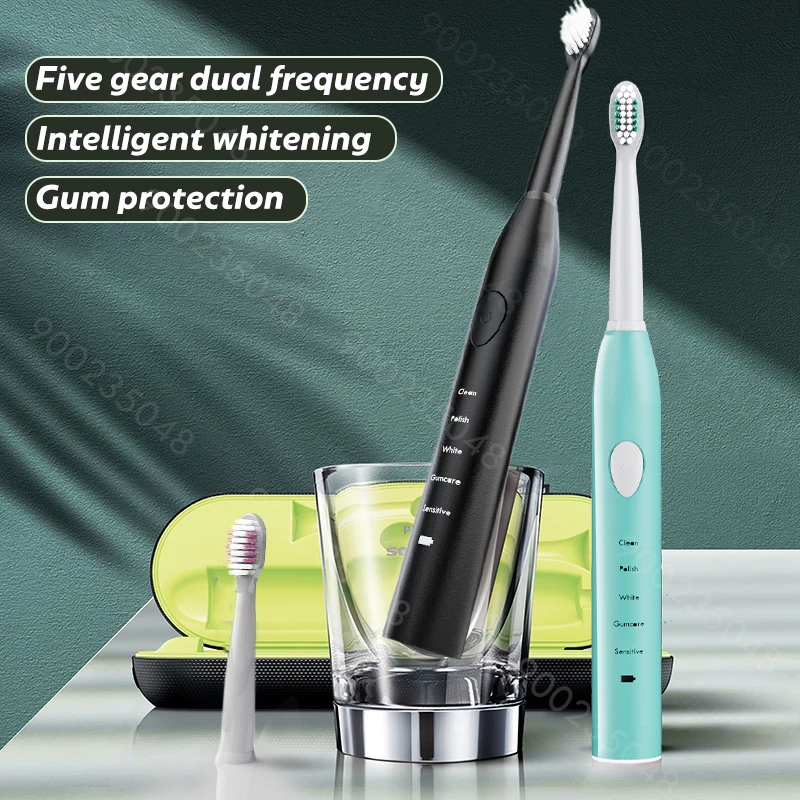 Зубная щетка электрическая звуковая с зарядкой от USB и 4 сменными насадками 5