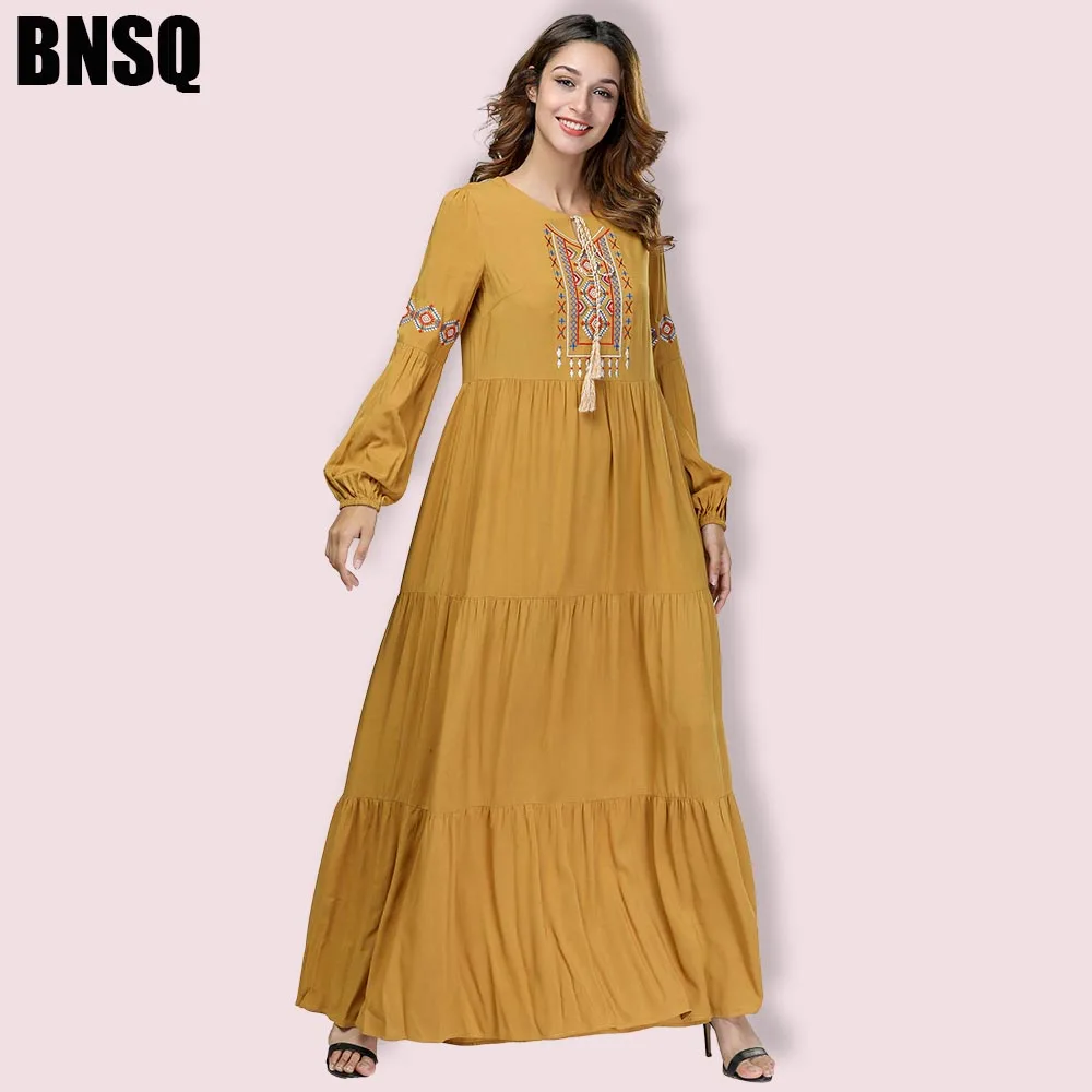 BNSQ плюс размер abaya мусульманское длинное платье для девочки без хиджаба