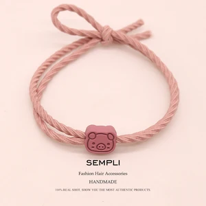 Эластичные нейлоновые резинки для волос Sempli, милые резинки для волос из сплава с изображением мультяшной свиньи, Детские и женские резинки для волос