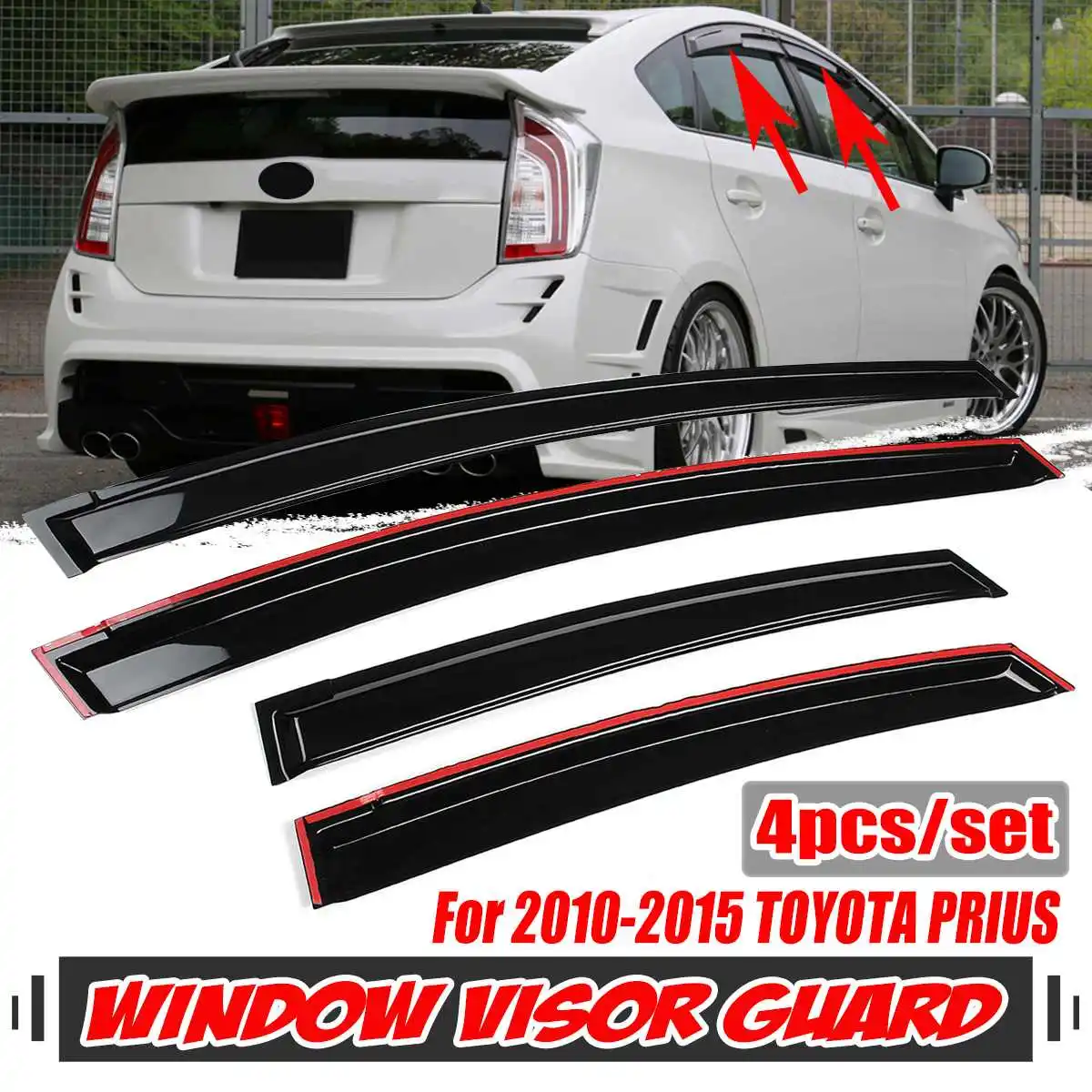 

New 4Pcs Side Window Deflector Visor Guard Vent Rain Guard Door Visor Cover Trim For TOYOTA For PRIUS 2010-2015 Awnings Shelters
