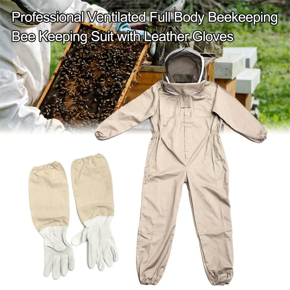 

Beekeeping Protective Clothing Professional Ventilated Full Body Beekeeping Bee Keeping Suit With Leather Gloves Anti Bee Cap