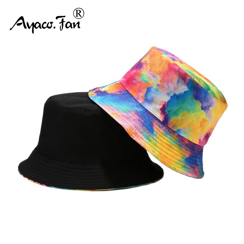 

3D Dye Starry Print Women Bucket Hat Two Side Wear Sunhat Men Outdoor Travel Beach Caps Fishermen Hats Unisex Hip Hop Female Cap