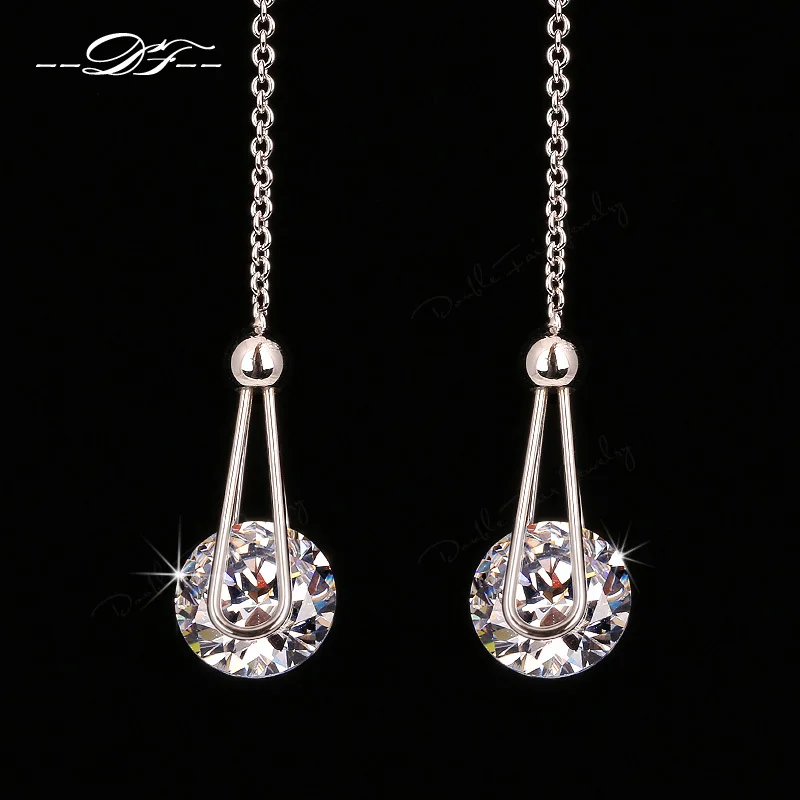 Женские серьги подвески с фианитом 2 карата|long earrings silver|line earringearrings silver long |