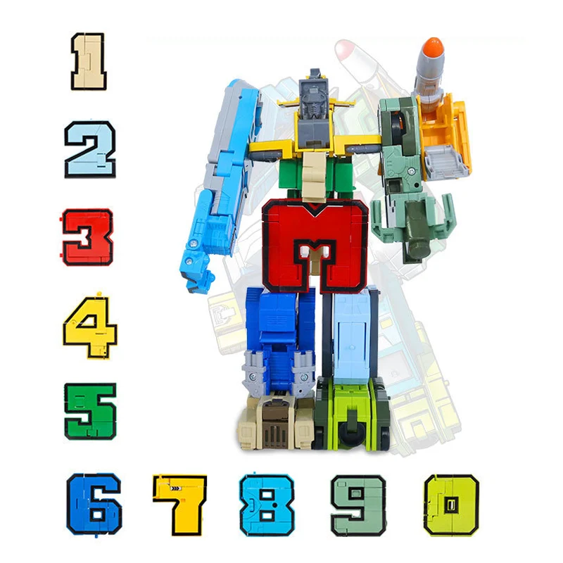

GUDI Assemble Robots Digital Transformation Action Figure Blocks Deformation Car Number Letters Alphabet Math Educational Toys