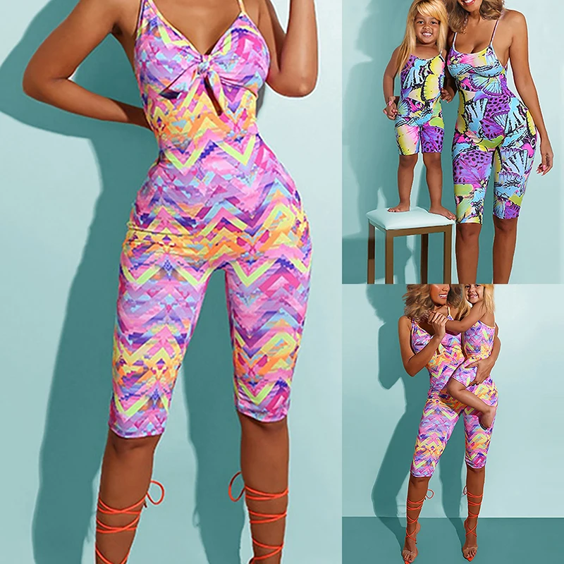 Летние Боди для мамы и дочки комплекты йоги с принтом в виде галстука красителя