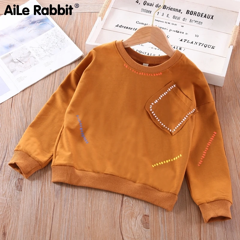 

T-shirts For Boys And Girls Children's Top New Arrival Of Cotton Long-sleeved Autumn And Spring Pure Color All-match Blouse