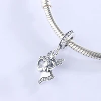 fashion accessories 925 sterling silver cz zircon heart angel pendant charms bracelets diy jewelry making for original pandora