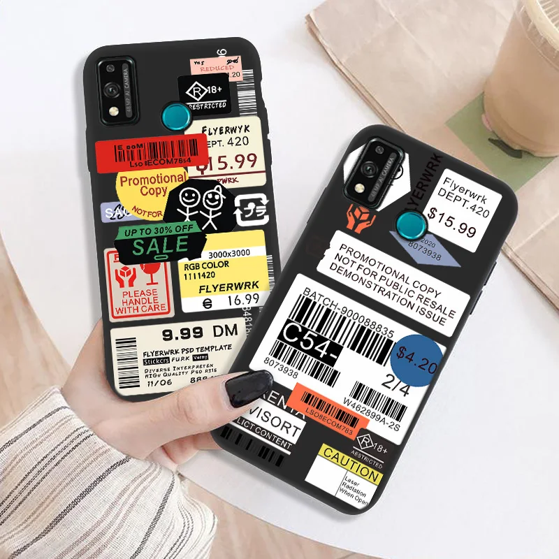 On Honor 9X Case For Huawei Honor 9X Pro 9X Lite X10 9A 9i 2018 V9 Play View 20 30 Note 10 V10 Case Label Barcode Silicone Cover