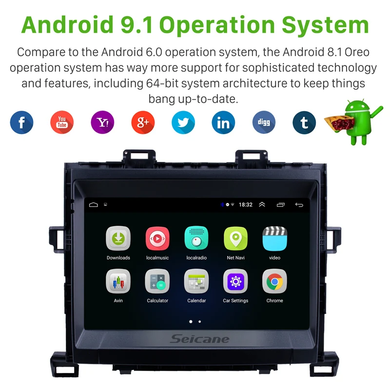 Автомагнитола Seicane 2DIN Android 8 1 дюймов для Toyota ALPHARD 2009 2010 2011 2014 аудио мультимедийный