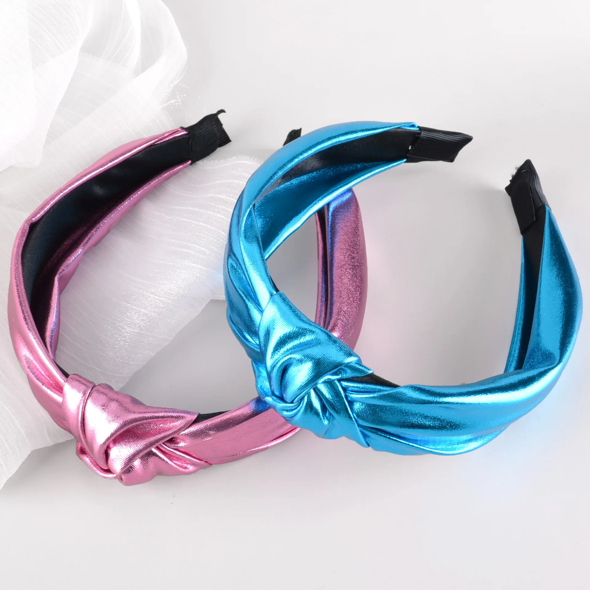 

New Fashion PU Leather Headband For Women Top Knotted Girls Hair Band Female Hair Accessories Handmade Head Hoop