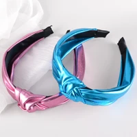 new fashion pu leather headband for women top knotted girls hair band female hair accessories handmade head hoop