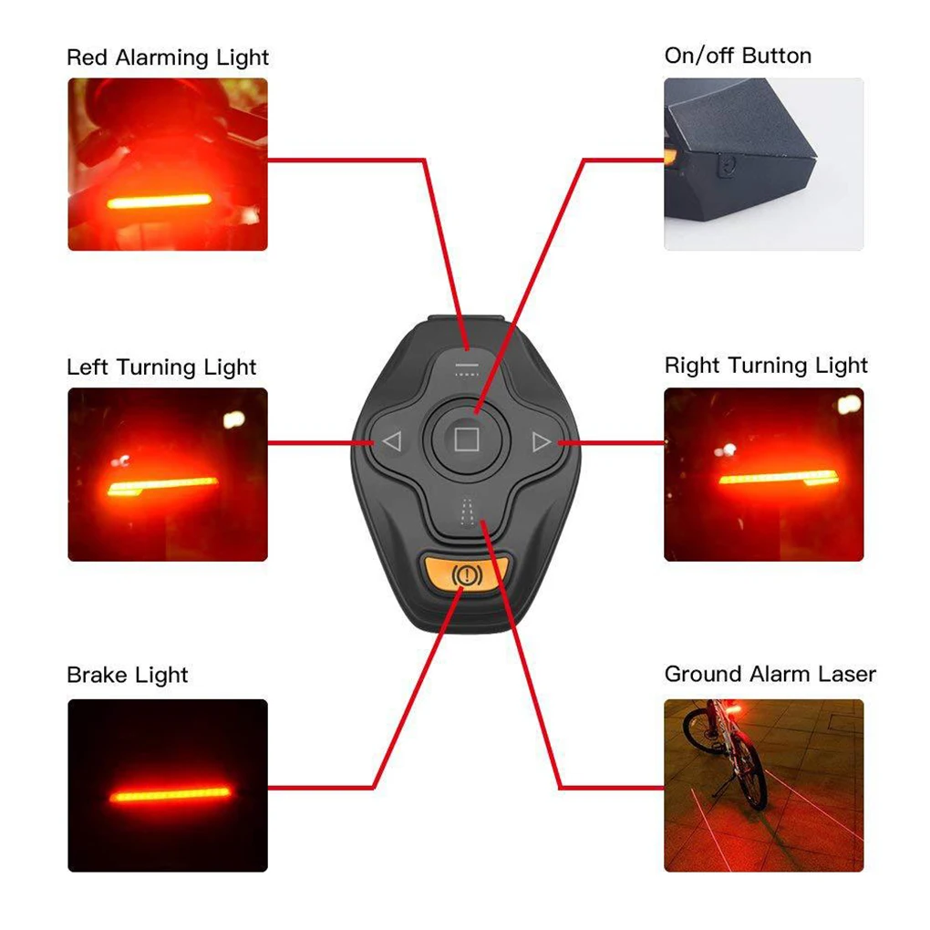 

Bike Light Remote Turn Signal Bicycle Tail Light for Bicycle USB Rechargeable Rear Light Bicycle LED Safety Warning Bike Lantern