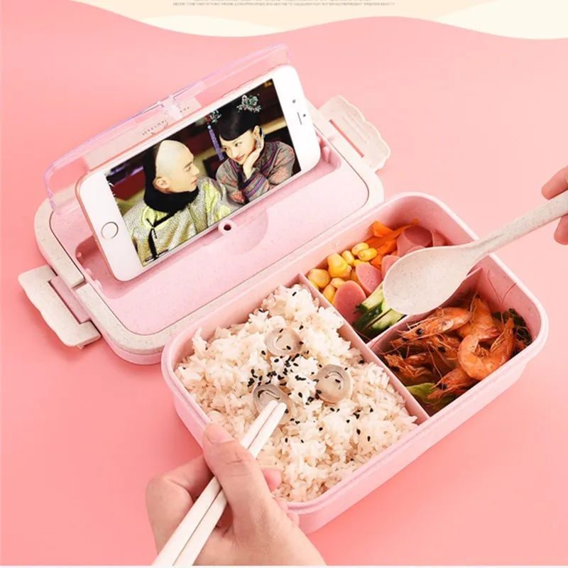 1000 мл пшеничная соломенная коробка для завтрака с столовыми приборами запаянный