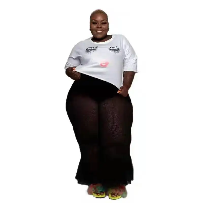 Женские сексуальные большие размеры длинные штаны сетчатые прозрачные женские