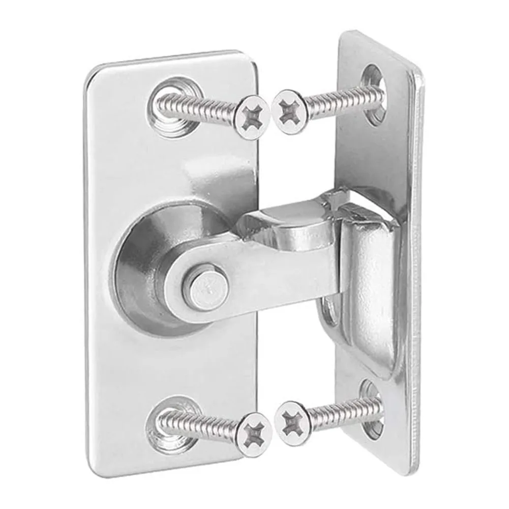 

Stainless Steel Precision Casting Door Latch Bolt 90 Degree Solid Lock Sliding Door Right Angle Buckle Silver