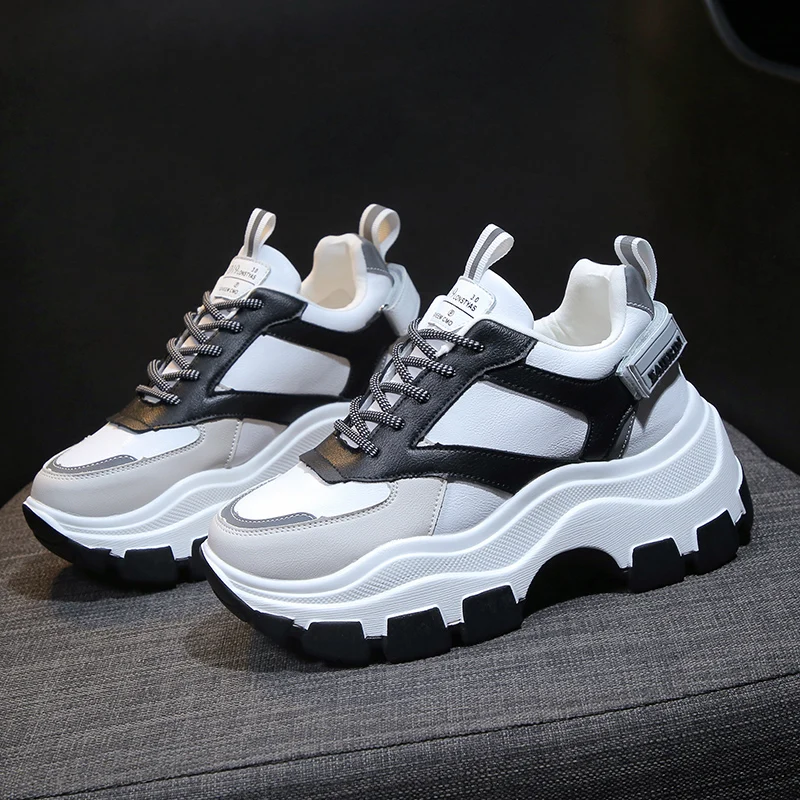 

LZJ 2019 Spring New Women Chunky Sneakers Platform Women Fashion Comfortable Lace-up Woman Trainers Ladies Footwear Sneakers