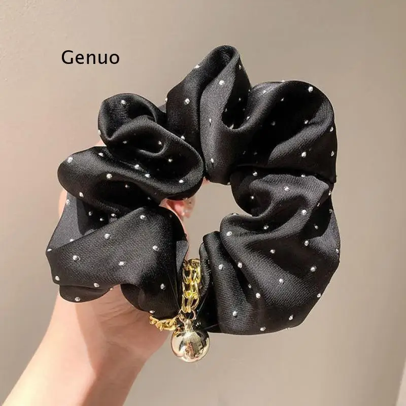 

Golden Ball Pendant Korean Elastic Hairband Women Headband Girl French Hair Ties Hair Accessories Dot Large Intestine Scrunchies