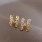 Серьги-гвоздики золотого цвета с буквой изящный минималистичный алфавит с именем пирсинг серьги для женщин ювелирные изделия 2021