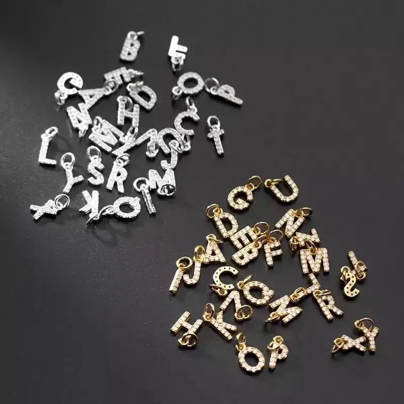 

New solid 925 sterling silver beads charm pendant letter A~Z 26 letter necklace jewelry gift manufacturers wholesale.