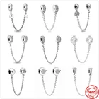 Серебро 925 пробы, сверкающая прозрачная блестящая цепочка со звездой и луной, Шарм-бусина подходит для оригинального браслета Pandora, подвеска сделай сам, ювелирные изделия для женщин