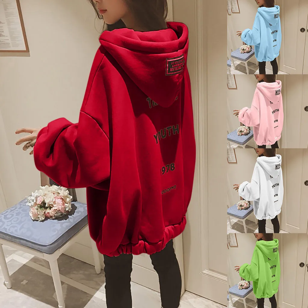 Женская толстовка с длинным рукавом большого размера на молнии буквенным