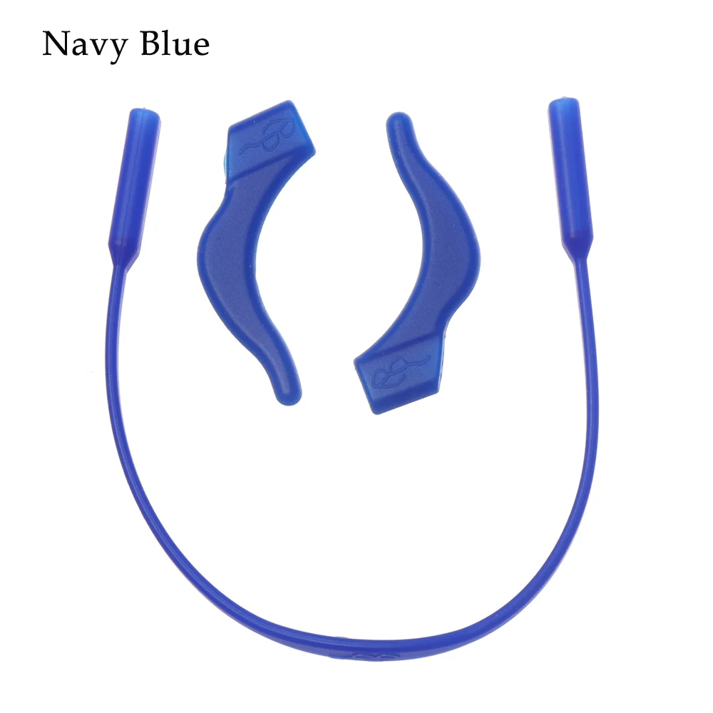 navy blue 1 комплект, детские силиконовые очки, ремешок, ушные крючки, шнурок для очков, очки на веревке, держатель, спортивные очки, аксессуары, новинка - Цвет: navy blue